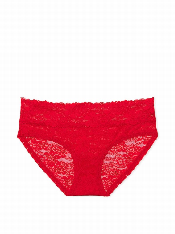 Red Victoria Secret Pepper Hipster Floral Lace Underwear | BTWDP8721