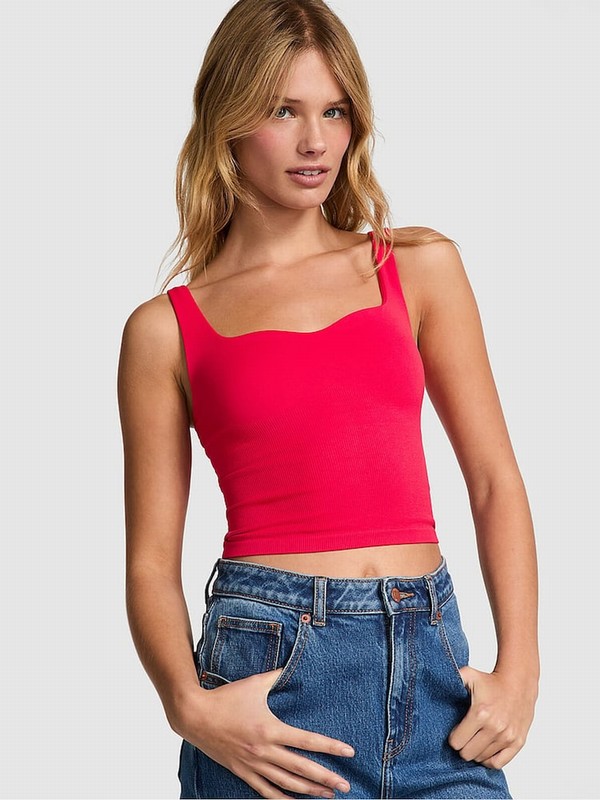 Red Victoria Secret Pepper Longline Tops | XCFQR0713