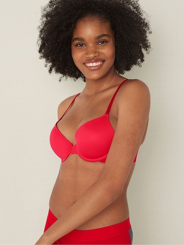 Red Victoria Secret Pepper Push Up Smooth Push Up Bras | UBQFG4578