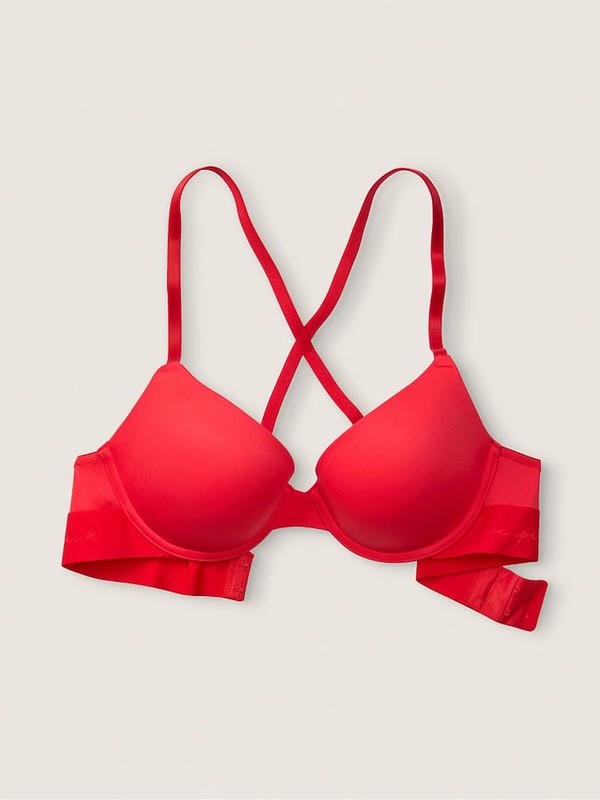 Red Victoria Secret Pepper Push Up Smooth Push Up Bras | UBQFG4578