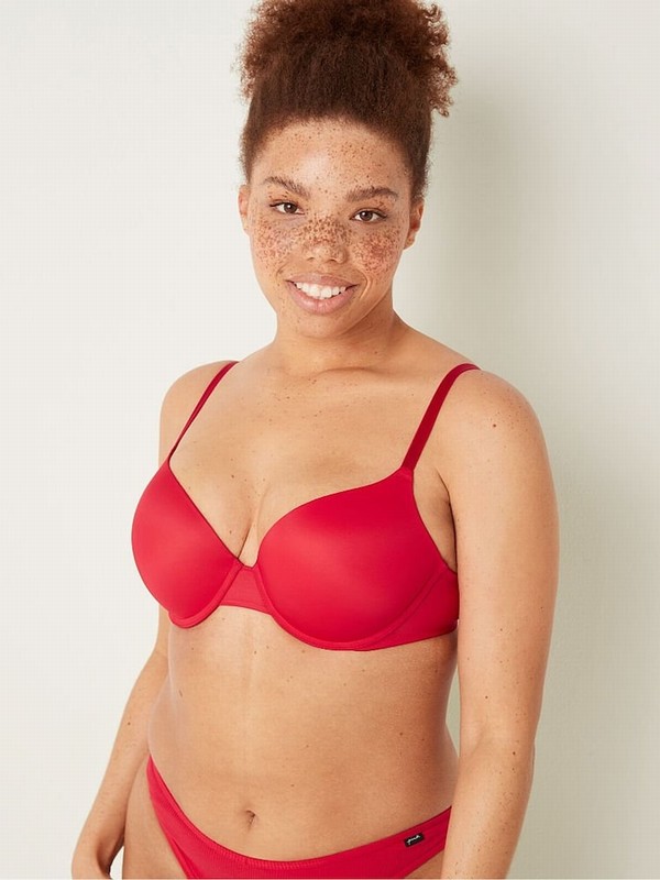 Red Victoria Secret Pepper Smooth Push Up Bras | YTOPW0865