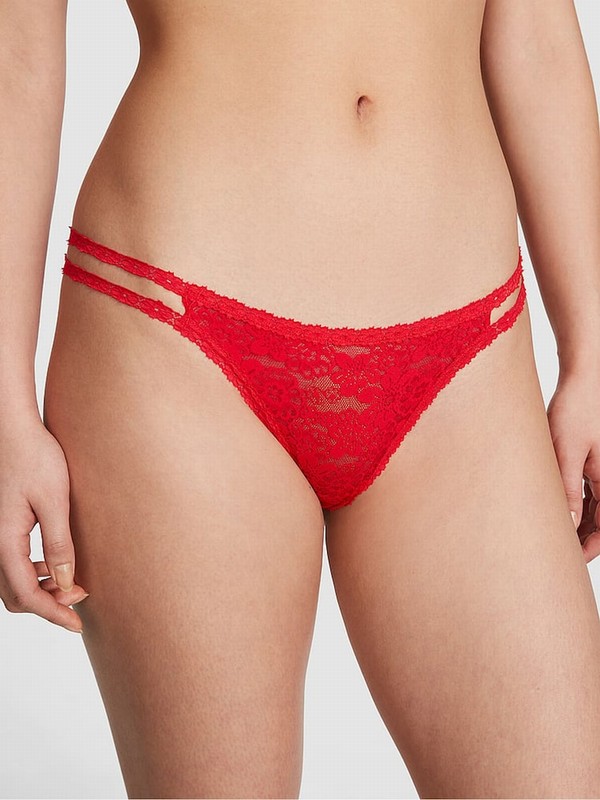 Red Victoria Secret Pepper Thong Lace Underwear | HGBFX0784
