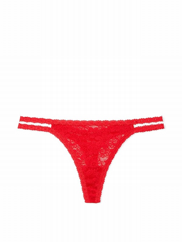 Red Victoria Secret Pepper Thong Lace Underwear | HGBFX0784