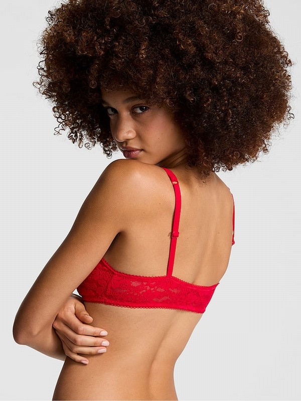 Red Victoria Secret Pepperlette Lace Strappy Back Halternecklette Bras | NKVEB3265