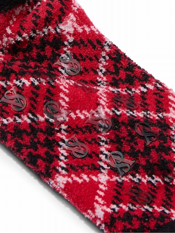 Red Victoria Secret Plaid Fleece Socks | MPVJB0682