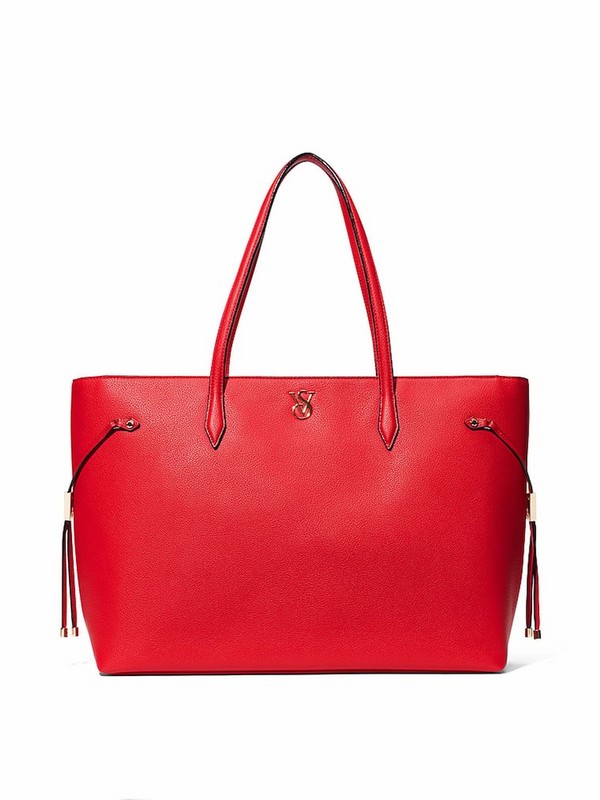 Red Victoria Secret Puffer Tote Bags | SYHKX3014