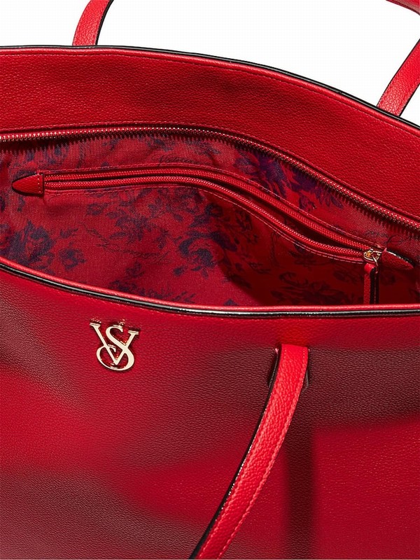Red Victoria Secret Puffer Tote Bags | SYHKX3014