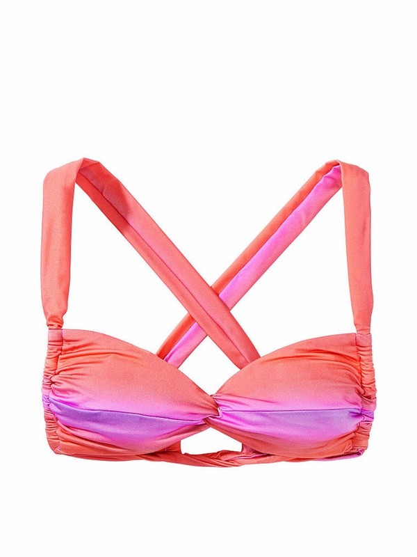 Red Victoria Secret Sunset Ombre Twist Multiway Halterneck Bikini Top | VKDQB4953