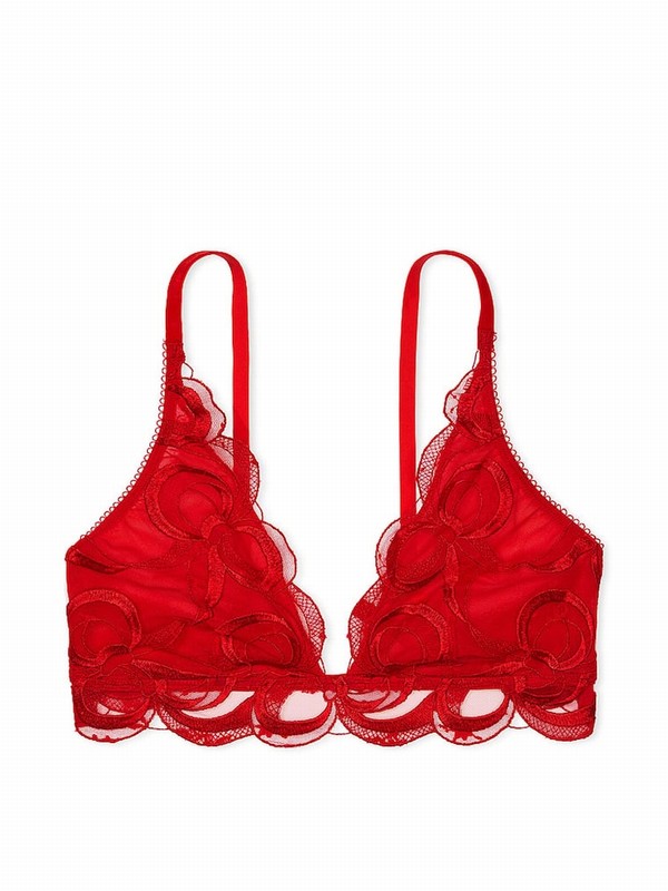 Red Victoria Secret Vermillion Bow Embroiderylette Bras | DCSJU6830
