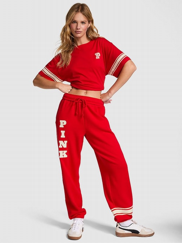 Red Victoria Secret Vermillion Cuffed Fleece Joggers | WZYOB7924