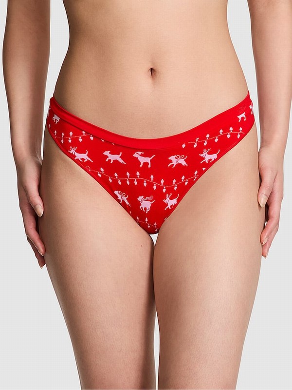 Red Victoria Secret Vermillion Fair Isle Thong Seamless Underwear | WGSOP2149