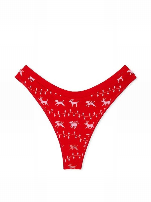 Red Victoria Secret Vermillion Fair Isle Thong Seamless Underwear | WGSOP2149