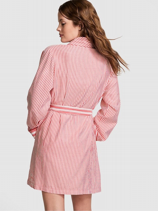 Red Victoria Secret Vermillion Flannel Robe Nightwear | VTSFE2074