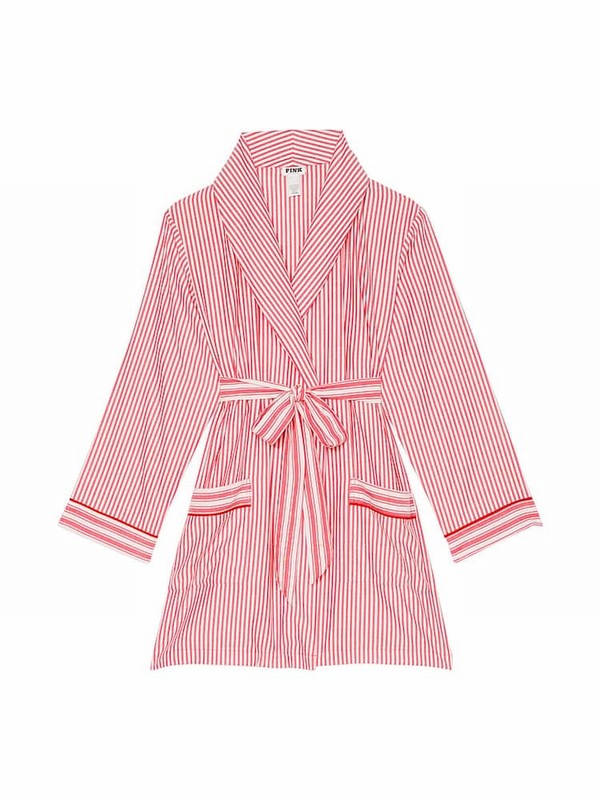 Red Victoria Secret Vermillion Flannel Robe Nightwear | VTSFE2074