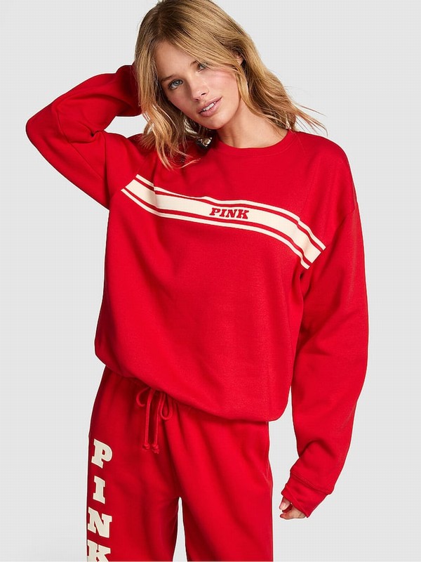 Red Victoria Secret Vermillion Fleece Sweatshirts | TDUSM2154