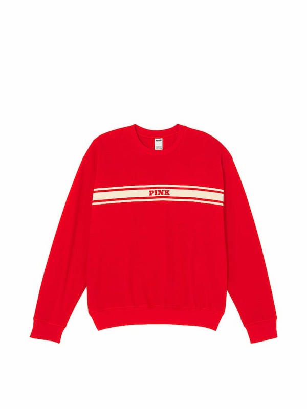 Red Victoria Secret Vermillion Fleece Sweatshirts | TDUSM2154