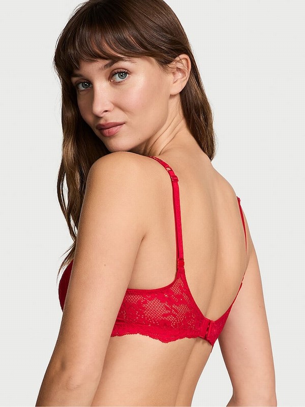 Red Victoria Secret Vermillion Lightly Lined Demi Twinkle Shine Strap Bras | TUPXY0316