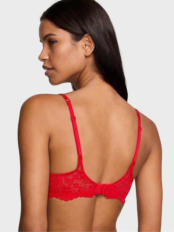Red Victoria Secret Vermillion Push Up Twinkle Shine Strap Bras | YCZEM6853