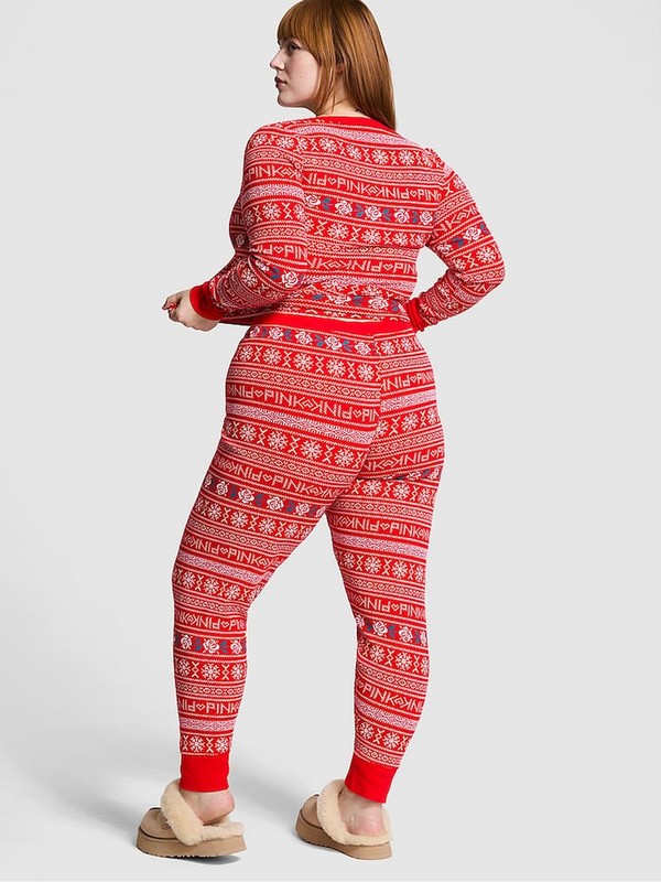 Red Victoria Secret Vermillion Thermal Long Nightwear | AXRGK7456