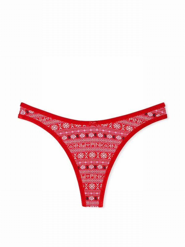 Red Victoria Secret Vermillion Thong Cotton Underwear | GUCJB8457