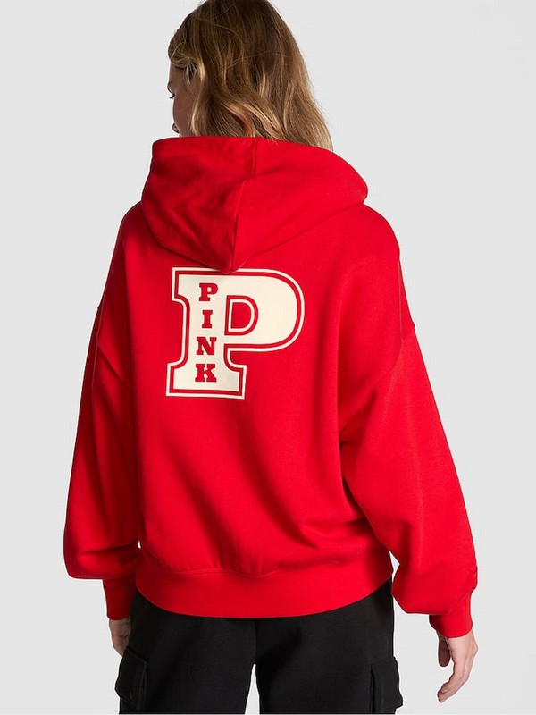 Red Victoria Secret Vermillion Zip Up Fleece Hoodie | TWRUV2014