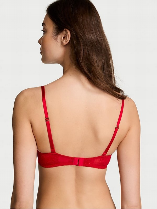 Red / Rose Victoria Secret Lipstick Bombshell Add 2 Cups Push Up Lace Bras | CBETH9863