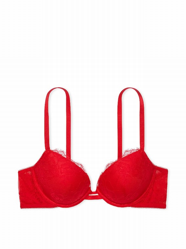 Red / Rose Victoria Secret Lipstick Push Up Lace Bras | DFMHB6472