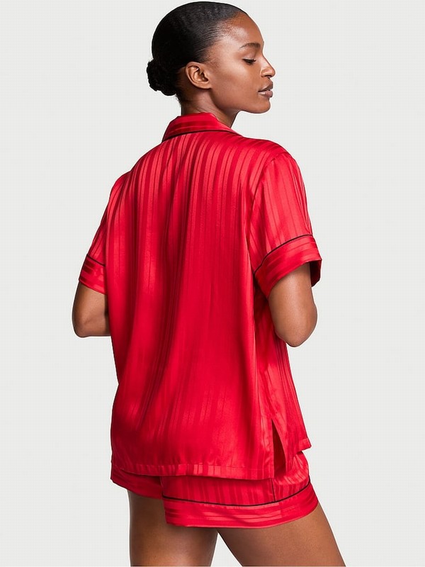 Red / Stripes Victoria Secret Lipstick Jacquard Satin Nightwear | FRKHC7903