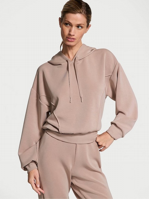 Rose / Beige Victoria Secret CandeNude VSX Featherweight Knit Hoodie | IQNBA2801