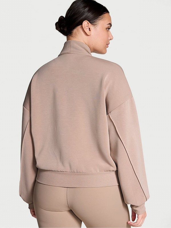 Rose / Beige Victoria Secret CandeNude VSX Featherweight Knit Full Zip Jackets | VSNUH2410