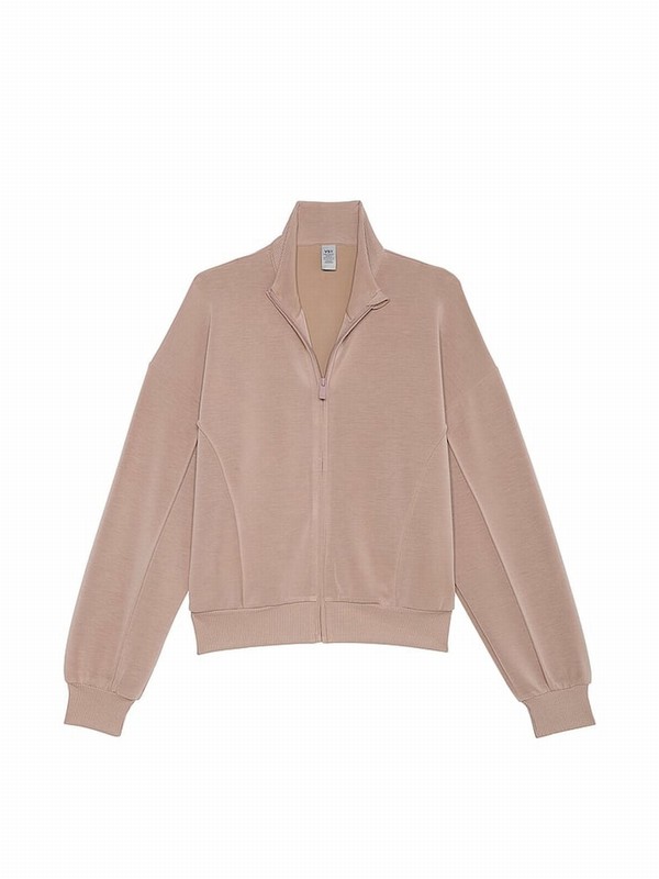 Rose / Beige Victoria Secret CandeNude VSX Featherweight Knit Full Zip Jackets | VSNUH2410