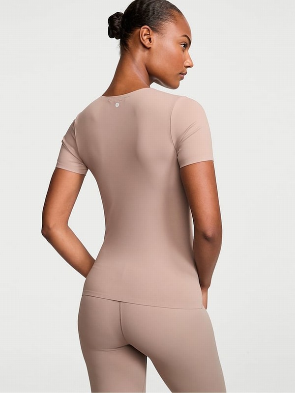 Rose / Beige Victoria Secret CandleNude Elevate™ Stretch T Shirts | UZGHK6390