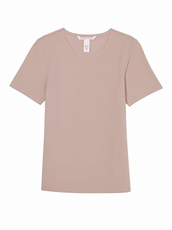 Rose / Beige Victoria Secret CandleNude Elevate™ Stretch T Shirts | UZGHK6390