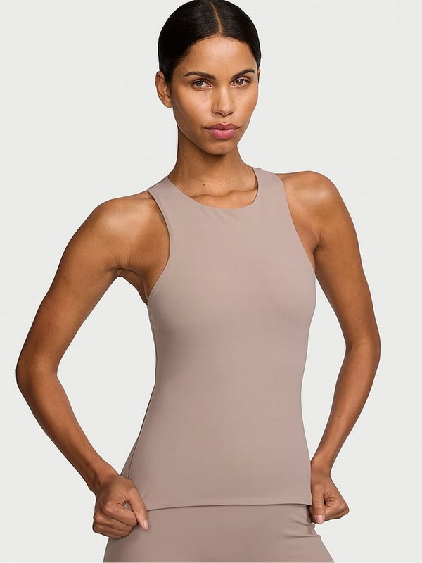 Rose / Beige Victoria Secret CandleNude VS Elevate High Neck Tops | XMRHQ8190