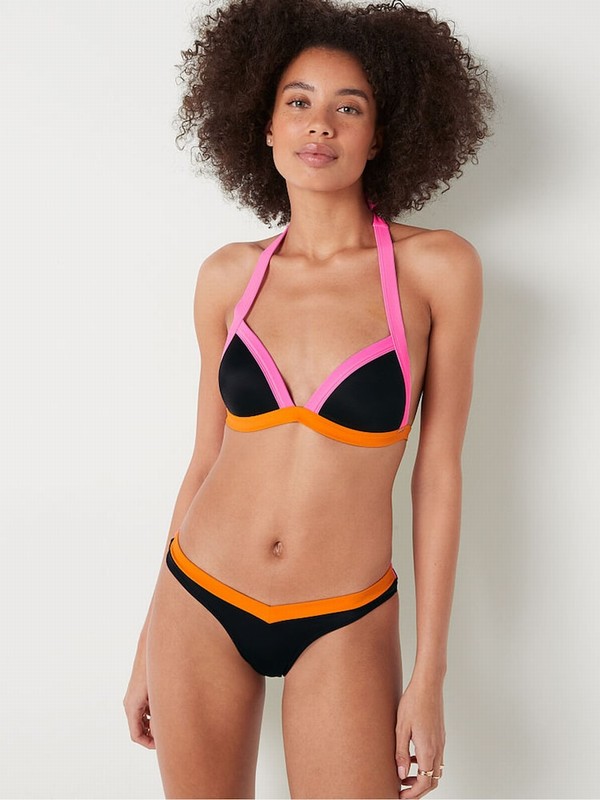 Rose / Black Victoria Secret Radient Push Up Triangle Halterneck Bikini Top | SPEQX8251