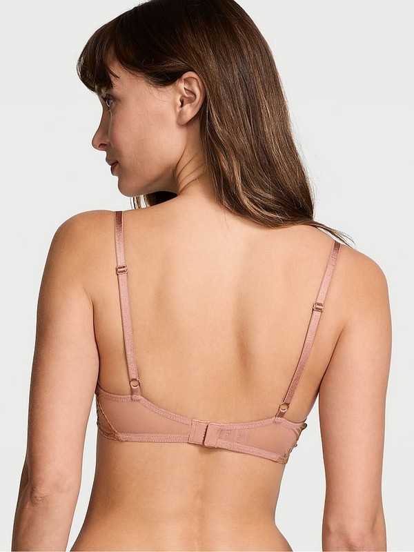 Rose / Gold Victoria Secret Unlined Demi Star Embroidery Bras | GBJUQ0496