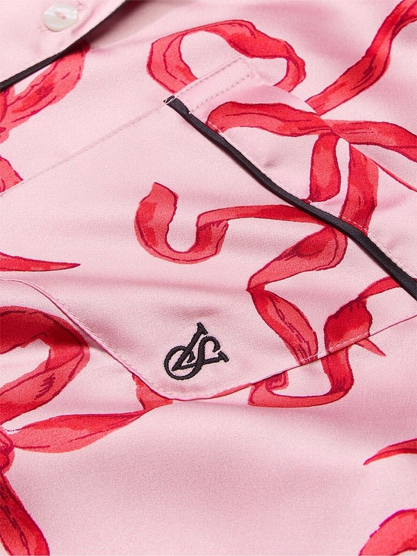 Rose / Pink Victoria Secret Chalk/Lipstick Bows Satin Long Nightwear | TRUFN8752