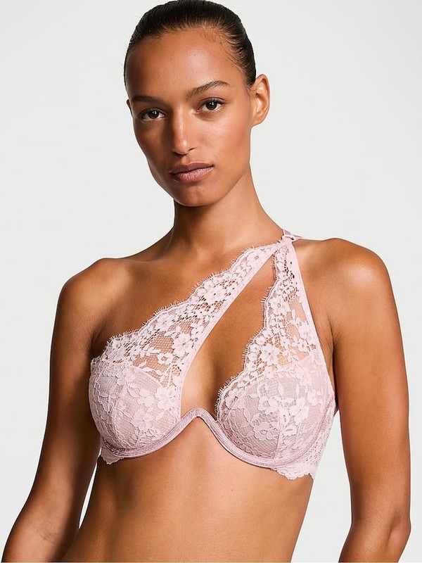 Rose / Pink Victoria Secret Chalk One Shoulder Monowire Twinkle Shine Strap Bras | PUMEQ4612