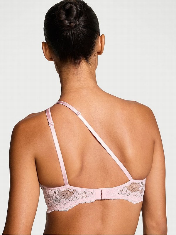 Rose / Pink Victoria Secret Chalk One Shoulder Monowire Twinkle Shine Strap Bras | PUMEQ4612