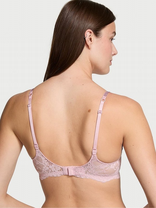 Rose / Pink Victoria Secret Chalk Push Up Twinkle Shine Strap Bras | FOZJR0216