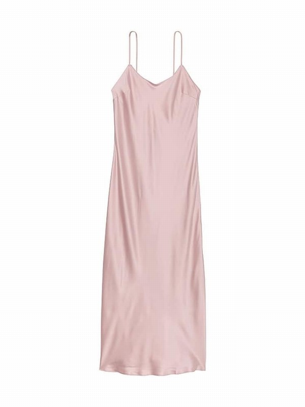 Rose / Pink Victoria Secret Chalk Satin Maxi Slip Nightwear | GSHCT5806