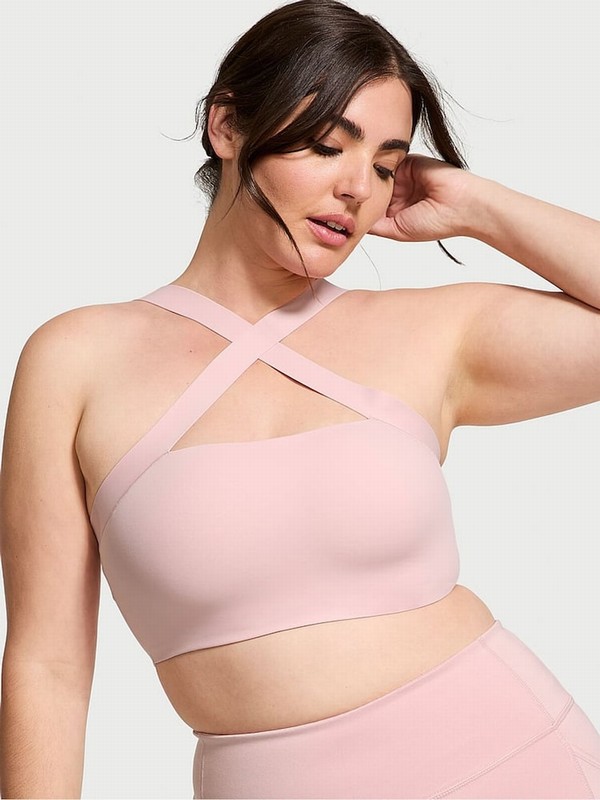 Rose / Pink Victoria Secret Chalk Strappy Cross Front Bras | ZQFPK5172