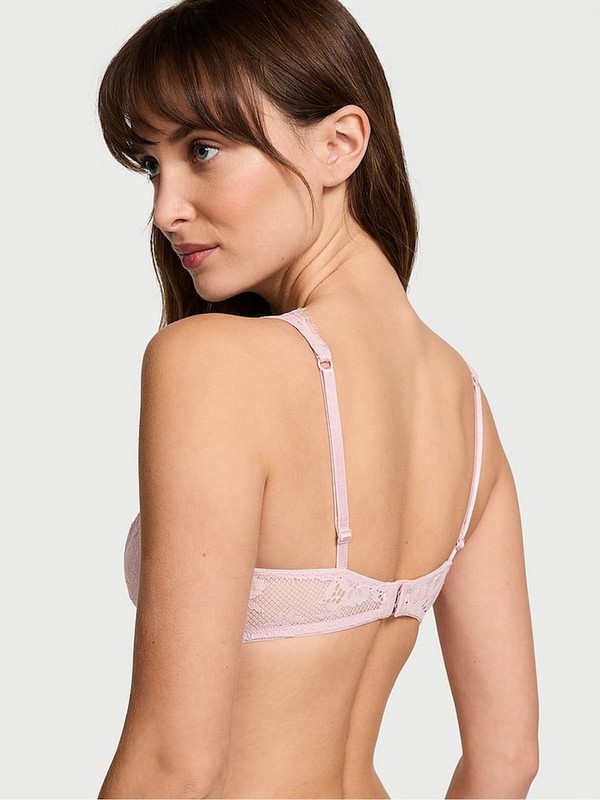 Rose / Pink Victoria Secret Chalk Twinkle Lace Elongated Trianglelette Bras | VBPTA8492