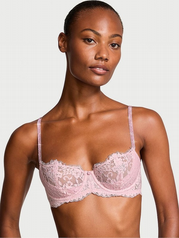 Rose / Pink Victoria Secret Chalk Unlined Balcony Twinkle Shine Strap Bras | TMRGB6037