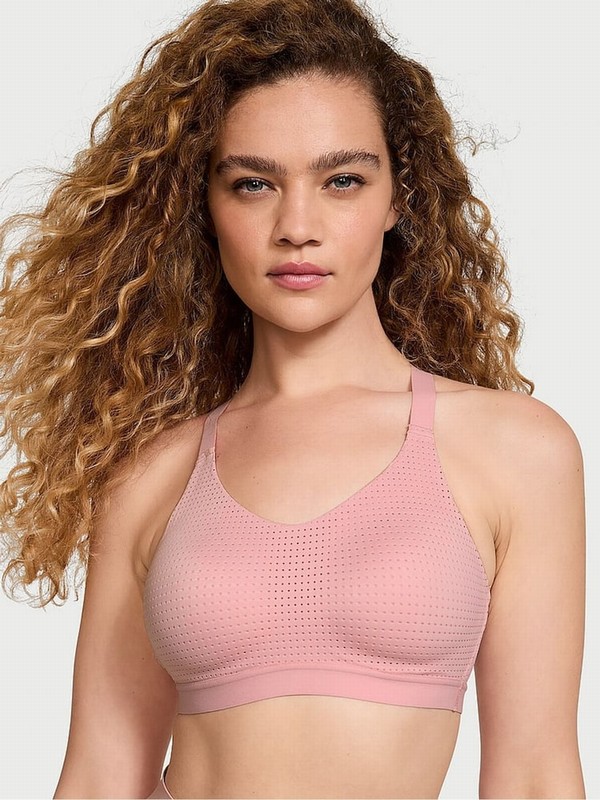 Rose / Pink Victoria Secret Chalk VSX Lightweight Mesh Medium Impact Bras | RGQVP9350
