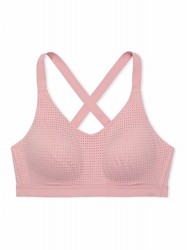 Rose / Pink Victoria Secret Chalk VSX Lightweight Mesh Medium Impact Sports Bra | MEBCR8243