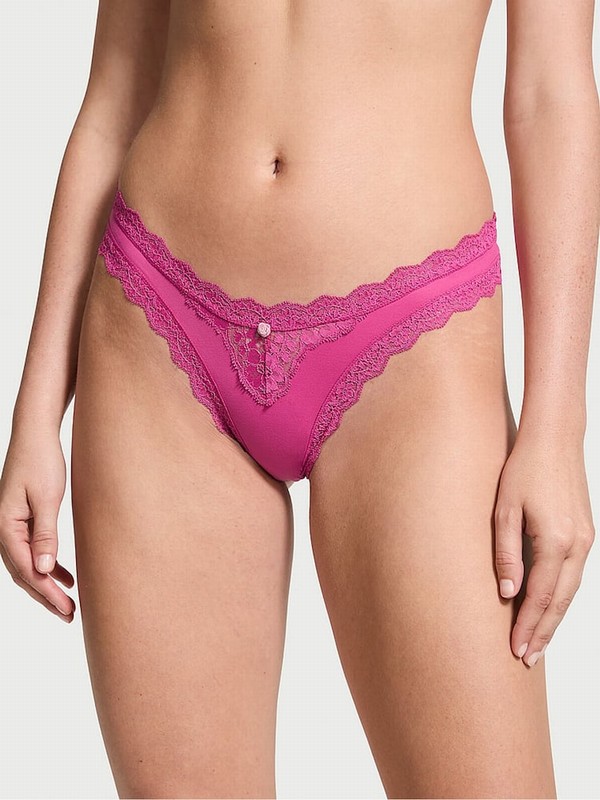 Rose / Pink Victoria Secret Luscious Lace Trimzilian Underwear | RVESA7514