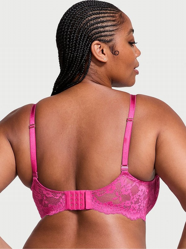 Rose / Pink Victoria Secret Luscious Lace Unlined Balcony Bras | GJYEL3842
