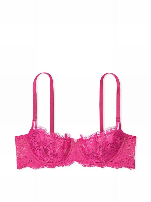 Rose / Pink Victoria Secret Luscious Lace Unlined Balcony Bras | GJYEL3842