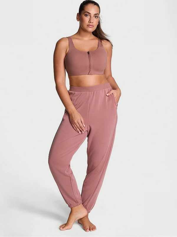 Rose / Pink Victoria Secret Vintage Cuffed VSX Featherweight Knit Joggers | GULYK3582